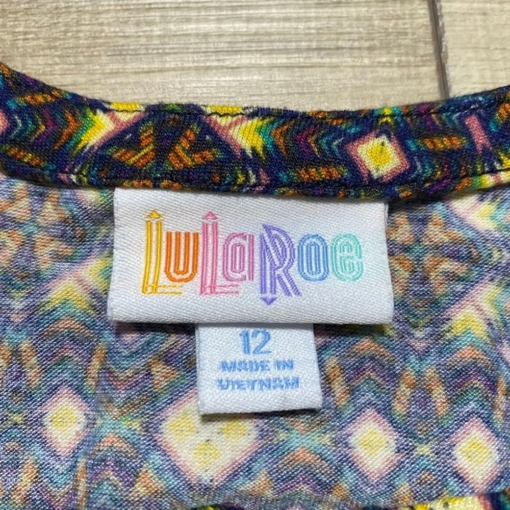 LuLaRoe Girls Monroe Jacket Zip Up Pockets Elastic Waist Size 12‎ Purple Yellow